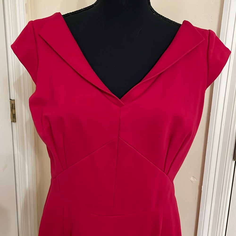 ANTONIO MELANI Red Cap-Sleeve Midi Dress